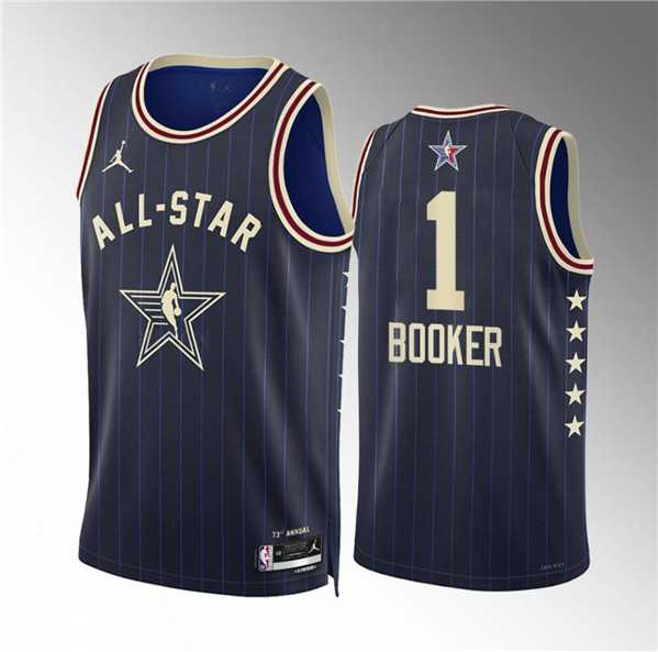 Mens 2024 All-Star #1 Devin Booker Navy Stitched Basketball Jersey